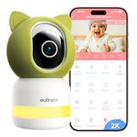 Outinput 2K 4MP Baby Monitor with Camera and Night Vision, 355 PTZ WiFi Video Baby Monitor Home Security Indoor Camera, AI Detection Tracking, Feed Alerts, 2-Way Talk, 6 Lullabies, APP Control