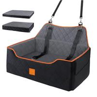 Dog Car Seat Large Medium - Sized Travel Pet Bed for Dogs Under 55 Lb or 2 Small Dogs,Safety Memory Foam Car Booster Seat with 2 Cushions& Safety Leashes,Large Travel Bed for Backseat