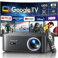 Projector1200 ANSI/Google TV/Netflix Disney+ LicensedWiMiUS 4K Projector for Bedroom Full HD 1080P, Auto Focus/Keystone, WiFi 6 & Bluetooth Smart Outdoor & Indoor Home Cinema Projectors