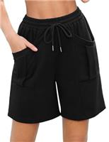 Aottori Women's Running Shorts High Waist Gym Lounge Shorts Summer Cotton Sweat Jogging Sport Workout with Pockets