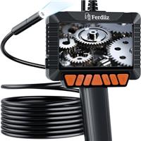 Ferdiiz Bidirectional 720 Rotation Endoscope Inspection Camera, 1920P HD Dual Lens Snake Borescope with Flashlight, IP68 Flexible Inspection Camera 8+1 Lights, 4.5'' IPS Screen, Gadgets for Men (5M)