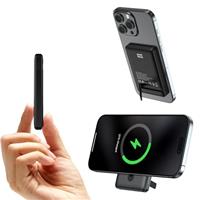 Minthouz Magnetic Power Bank with Foldable Holder, 5000mAh Battery Pack with 20W USB-C, 15W Ultra-Fast Wireless Charging MagSafe Compatible Portable Charger for iPhone 16/15/14/13/12 Series, Black
