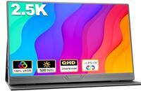 COOLHOOD 2.5K Portable Monitor, 500 Nits 150% sRGB 2560x1440 QHD IPS 15.6" Eye Care HDR Display USB-C HDMI External Second Screen w/Smart Case for Mac Laptop Phone PC PS4/5 Xbox Game Console