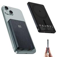 Minthouz Magnetic Power Bank, 5000mAh Battery Pack with 22.5W USB-C, 15W Ultra-Fast Wireless Charging MagSafe Compatible Portable Charger for iPhone 16/15/14/13/12 Series, Black