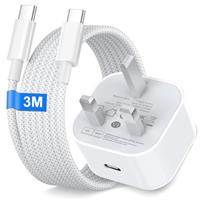 iPhone 15 16 Fast Charger, 20W PD USB C Charger Plug with Nylon usb c Cable 3M for iPhone 16/16 Plus/16e/16 Pro Max/15/15 Plus/15 Pro/iPad