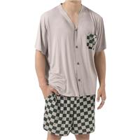 AovYoo Mens Pyjamas Set Modal for Men Summer Cooling Pjs Short Sleeve Sleepwear Nightwear Lightweight Dry Soft Sleep Set With Pocket