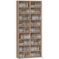 HOMCOM CD/DVD Storage Unit, Blu-ray Media Storage Shelf with Open Compartments and Adjustable Shelves, CD Tower for Living Room, Bedroom, Office