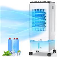 Portable Air Conditioner, 6L Water Tank with 3 Ice Packs, 3-in-1 Evaporative Cooling Humidifier & Fan, 60Oscillation, 35dB, 60W Energy Efficient, 4 Wheels-Portable Air Cooler for Home/Office