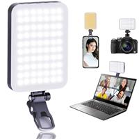 60 LEDs Selfie Light, 3 Lighting Modes, Rechargeable Clip on Phone/Laptop/Camera Light & CRI 97+ for Laptop/Phone, iPhone Camera, Video Conference, Youtube, TikTok, Makeup Vlog (Black)