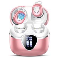 Wireless Earbuds, 2025 Earbuds Bluetooth 5.4 Headphones In Ear with ENC Noise Cancelling Mic, 40H Bluetooth Earphones with HiFi Stereo Comfortable Fit HiFi Stereo IP7 Waterproof Mini Ear Buds, Pink