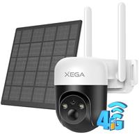 Xega 4G LTE Security Camera Solar Outdoor, No WiFi Needed With SIM Card, Wireless Battery CCTV With PTZ Motion Detection Custom Detection Area, Spotlight Siren Instant APP Alert,TF Card/Cloud Storage