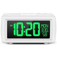 Digital Radio Alarm Clock with Adjustable Brightness & 7 Colors, Dual Alarm (Buzzer/FM Radio), Timer Function, USB & Battery Powered, Digital Clock for Bedside, for All Ages