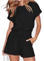 LACOZY Womens Summer Jumpsuit Short Sleeve Crewneck One Piece Rompers Drawstring Jumpsuits T Shirt Vacation Outfits 2025