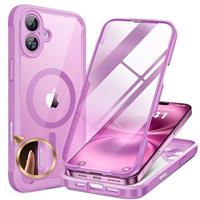 Miracase Magnetic Case for iPhone 14/15/16/16e Series Glass Case Compatible with MagSafe, [Built-in Glass Screen Protector] Full Body Case A005