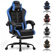 GTPLAYER Gaming Chair, Ergonomic Computer Chair with Footrest, Headrest Lumbar Support Pc Chairs Height Adjustable 360-Swivel Reclining PU for Office or Gaming