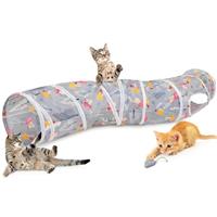 Hedgeink Cat Tunnel S-Shape Peekaboo Cat Cave with Toys Tunnels for Indoor Cats Foldable Rabbit Play Tubes for Guinea Pig, Ferret, Hamster Puppy, Bunny, Kitten