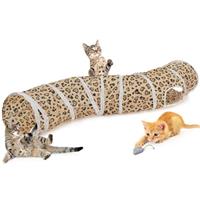 Hedgeink Cat Tunnel S-Shape Peekaboo Cat Cave with Toys Tunnels for Indoor Cats Foldable Rabbit Play Tubes for Guinea Pig, Ferret, Hamster Puppy, Bunny, Kitten