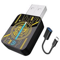 HEYINCAR+ Wireless CarPlay Adapter for iPhone/Andorid Auto - Convert Wired to Wireless CarPlay, Plug and Play, Supports USB and Type-C, Compatible with iPhone iOS 10+ & Cars from 2016 (Orange)