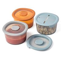 Moonkie Silicone Baby Food Storage Containers | 8 oz Baby Food Jars with Airtight Lids and A Snack Lid | Snack Containers for Toddler | BPA Free | Freezer & Dishwasher Safe