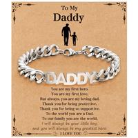 Aretas Mens Bracelet Gifts for Dad Daddy Papa Son Men Boys Him Father Day Birthday Cuban Chain Bracelet Jewellery Gifts from Daughter Son