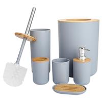 Bathroom Accessories Set - 6-piece Modern White Bathroom Accessories Set - Includes Trash Can Toilet Brush Toothbrush Holder Soap Dispenser Soap Dish and Mouthwash Cup