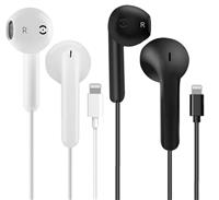 2 Pack iPhone Earbuds with Cable, APPLE MFi Certified In Ear Lightning Earphones Compatible with iPhone 14/13/12/11/8/7/X/Pro/Pro Max iPad (White&Black)
