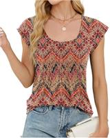 PICKLION Women's Short Sleeve Tops Summer Round Neck Blouse T Shirts for Women Ladies Casual Loose Fit Shirts Blouses