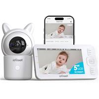 Baby Monitor with 2 Cameras 1080P, Night Vsion Baby Camera with 5" Split Scereen, Temper& Humidity Sensor, Two-Way Talk, 4x Zoom, PTZ, Remote Control via Screen and Free APP