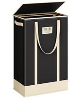 SOLEDI Slim Laundry Basket with Lid, 53L Narrow Laundry Hamper with Handles Easy to Carry, Collapsible Washing Basket Clothes Bin Perfect for Compact Spaces like Bedrooms, Bathrooms, Dorms, RVs