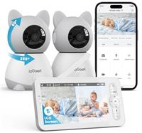 ieGeek 2K Baby Monitor with Camera and Night Vision, Video Baby Camera with 5" Screen, Two-Way Talk, Cry & Motion Detection, Temper& Humidity Sensor, PTZ, Remote Control via Screen and Free APP