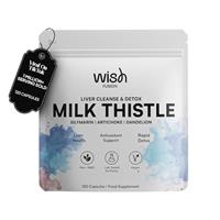 Wish Fusion Milk Thistle Liver Cleanse & Detox Supplement with Artichoke & Dandelion Complex for Liver Health & Antioxidant Support, Milk Thistle High Strength Detox 120 Vegan Capsules