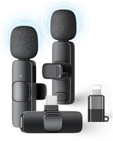 KUKIHO Wireless Lavalier Microphone for iPhone & Android Mini Wireless Microphones with Charging Case, 80H Battery, 50m (164ft) Range, Noise Cancelling Lapel Mic for YouTube, TikTok, Vlog, Interview
