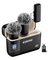 KUKIHO Wireless Lavalier Microphone for iPhone & Android Mini Wireless Microphones with Charging Case, 80H Battery, 50m (164ft) Range, Noise Cancelling Lapel Mic for YouTube, TikTok, Vlog, Interview