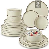 vancasso Onion Stoneware Dinner Sets for 8 People, 24 Piece Mediterranean Style Reactive Glaze Ceramic Plates and Bowls Set Crockery Sets, Blue and Caramel