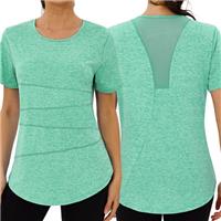 Terecey Gym Tops for Women, Gym Shirts Short Sleeve Lightweight Moisture Running Yoga Top Quick Dry Back Mesh Loose Fit Sports T-Shirt for Ladies S-3XL