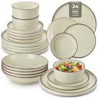 vancasso Navia Dinner Plates Set of 6, 10.25 Inch Country Style Ceramic Serving Plates for Pasta,Dessert,Salad,Fruit, Scratch Resistant, Microwave Dishwasher Safe, Speckled Cream