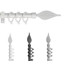 LEAF Curtain Poles for Window, Metal Extendable Curtain Poles Heavy Duty Curtain Rod Includes Finials, Rings, Brackets & Fittings Set