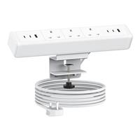Desk Power Socket with USB C, Haiaoyyds Aluminium Alloy Desktop Power Strip with 3 UK Plugs, 6 USB Ports, and 1.8M Cable, Desktop Socket for Office Home