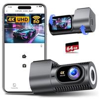 CIEVIE Dash Cam Front 4K-1.5" IPS Display, 5GHz WiFi, 64G Card, 360 Rotation Mini Dashcam, Car Camera with WDR Night Vision, 24H Parking Mode, G-Sensor, Loop Recording,170 Angle,Dash Camera for Cars