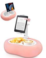 Miledi Tablet Pillow Stand, Kindle Holder,360Adjustable Tablet Holder Compatible with 5"-12.9" Phone/Tablet, Kindle, iPad, iPhone, Google, Phone Holder for Bed with Snack Bowl and Cup Holder