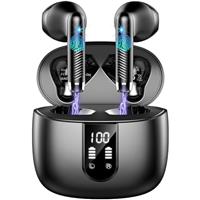 Wireless Earbuds, Bluetooth 5.4 Headphones in Ear 2025 Wireless Earphones with 4 ENC Mic, Mini Ear buds with HiFi Stereo Deep Bass, 56H Playtime Dual LED Display, Bluetooth Earbud IP7 Waterproof USB-C