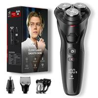 Cordless Electric Razor for Men: 3-in-1 Shaver for Beard/Nose/Sideburns - IPX7 Waterproof Travel Kit - Turbo Speed & Precision Blades