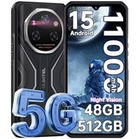 OUKITEL WP55 Pro Rugged Smartphone 5G - Android15 Rugged phone, 48GB RAM+512GB ROM+2TB,108MP Camera,11000mAh Battery,120Hz + 6.6" Night Vision Sim-free&Unlocked Mobile Phones,NFC,OTG,GPS,2025(Black)