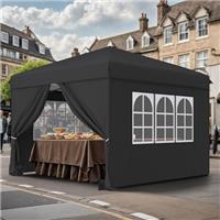 YITAHOME 3x3Meter Outdoor Pop Up Gazebo with Sides and Windows, Waterproof Folding Garden Canopy All Seasons Camping Gazebo Anti-UV with Adjustable Height Stakes Rope Carry Weight Bags