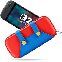 Switch 2 Case Compatible with Switch 2 2025, Cute Portable Switch Carry Case with 10 Game Cartridge Holders, FunCase Travel Switch Carrying Case Pouch for Switch Console and Accessories - Red Blue