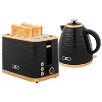 HOMCOM Kettle and Toaster Sets, 3000W 1.7L Rapid Boil Kettle & 2 Slice Toaster with 7 Browning Controls, Defrost, Reheat and Crumb Tray, Otter Thermostat, Black
