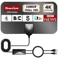 2025 Upgraded TV Aerial - Indoor TV Aerial for Smart TV with Signal Booster - Digital Aerial for Freeview TV 280+ Miles Long Range Support 4K 1080P