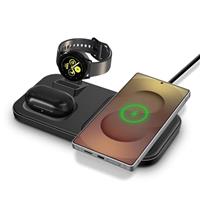 Wireless Charger for Samsung Devices,3 in 1 Wireless Charging Station for Samsung S25/S24/S23/Note20,Fast Phone Watch Charger for Galaxy Watch 7/6/5/Ultra/Active,Induction charge pad for Galaxy Buds