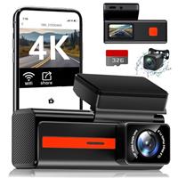 4K Dash Cam Front and Rear, Ultra HD Dual Dash Camera for Car with Free 32GB SD Card Built-in WiFi, 170Wide Angle, 24/7 Parking Mode, G-Sensor, Night Vision, WDR, Loop Recording,App Control,Max 256GB