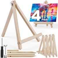 4 Pack Mini Easel Stand,Wooden Tabletop Art Display Easels, Small Painting Easel 23cm, Desktop Holder Stand for Displaying Canvas Paintings,Drawing, Weddings, Kids Arts & Crafts